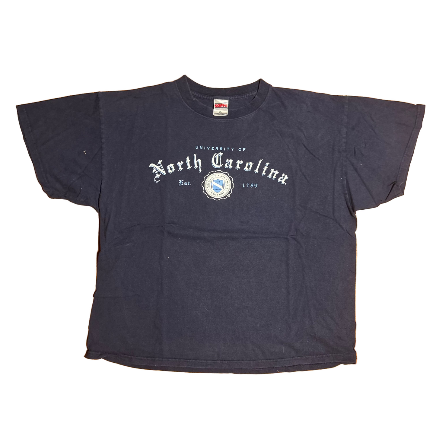Soffee University North Carolina UNC Navy Blue Cotton College Tshirt - Boxy XLarge - 25” x 26”