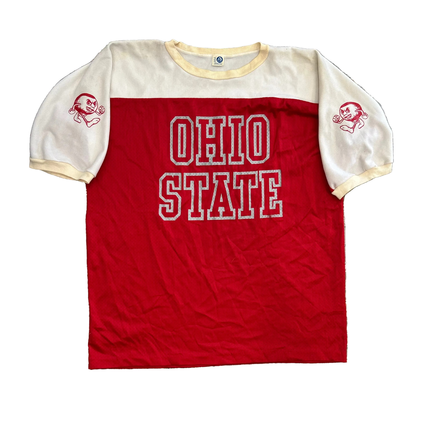 80's Artex Ohio State Buckeyes Red White Jersey Tshirt - Large - 23.5" x 28"