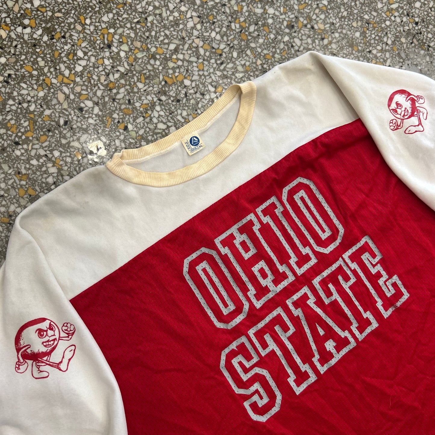 80's Artex Ohio State Buckeyes Red White Jersey Tshirt - Large - 23.5" x 28"