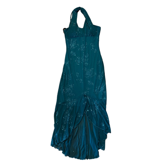 90's Taboo Blue Sparkly Dress - Tagged Large - 15" x 50"