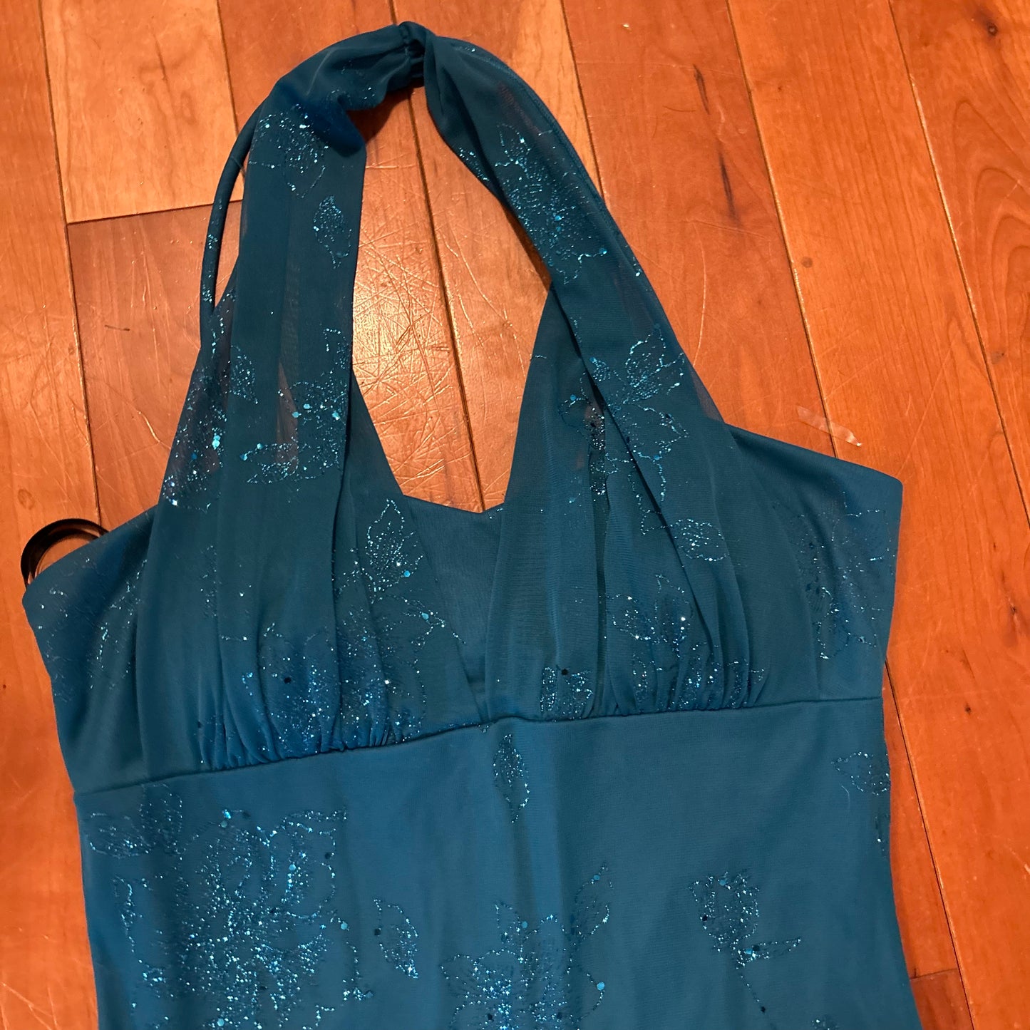 90's Taboo Blue Sparkly Dress - Tagged Large - 15" x 50"