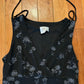 90's IZ Byer California Black Floral Sparkly Dress - Tagged Large - 16" x 42"