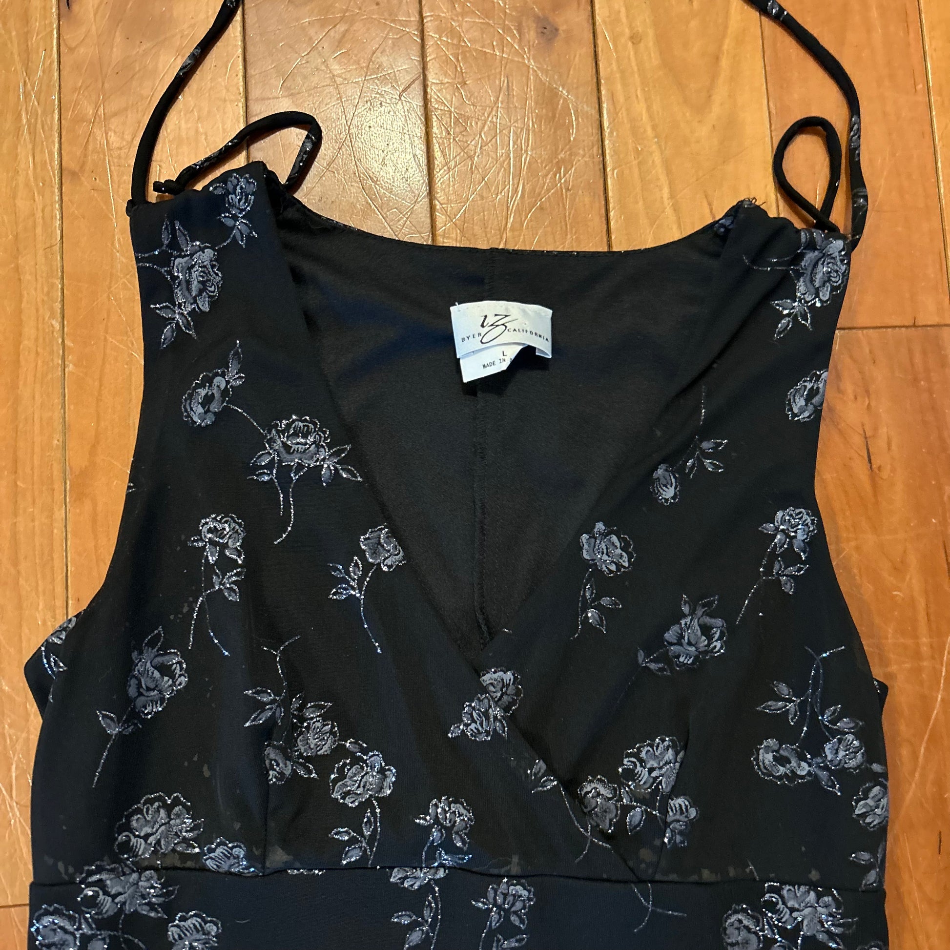 90's IZ Byer California Black Floral Sparkly Dress - Tagged Large - 16 Phart Clothes 90's IZ Byer California Black Floral Sparkly Dress - Tagged Large - 16 Phart Clothes