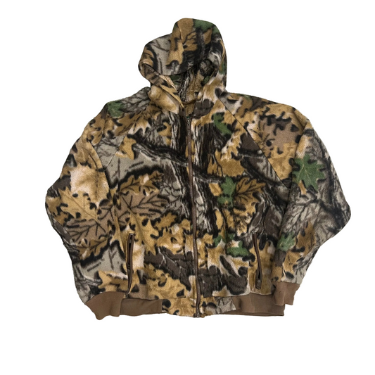 90’s Cabelas Fleece Zip Up Camo Jacket - XLarge - 24" x 25"