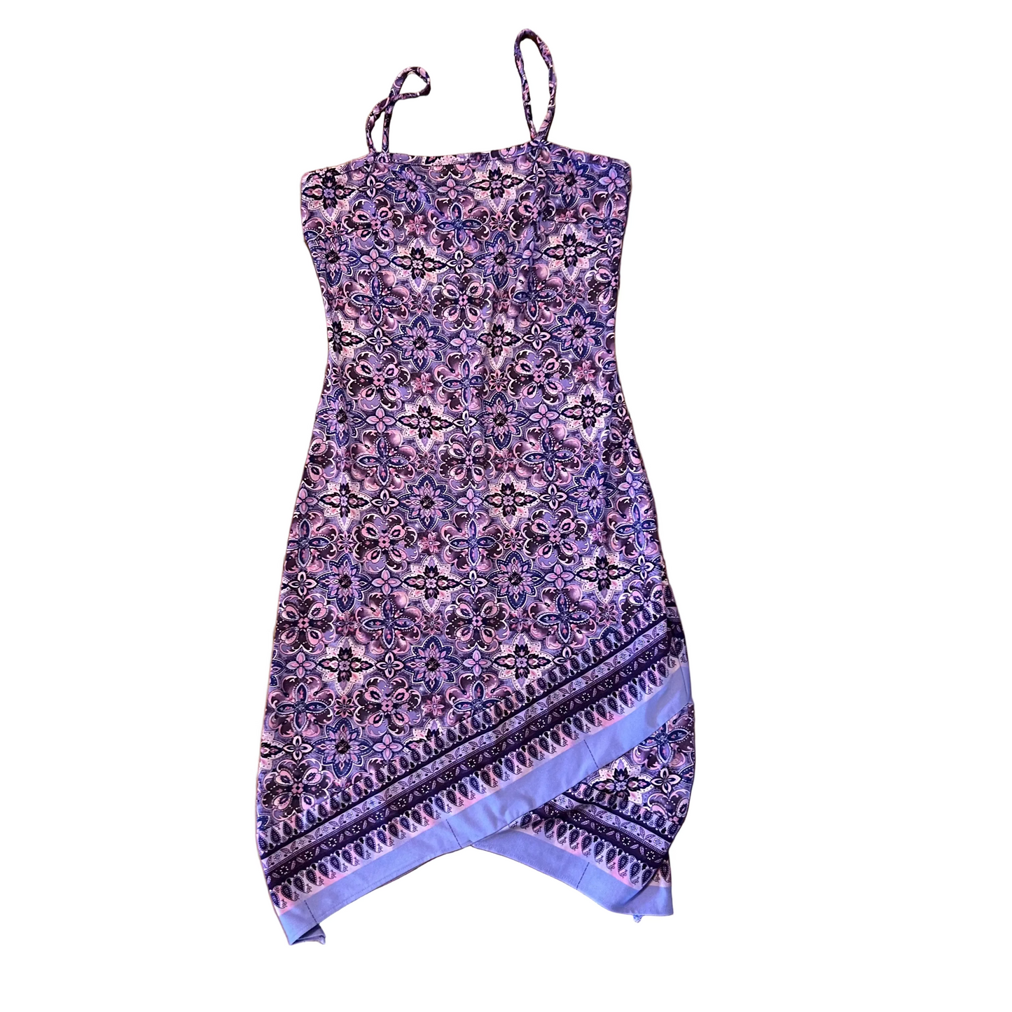 90's Younique Clothing Purple Patterned Dress - Tagged Medium - 15.5" x 31"