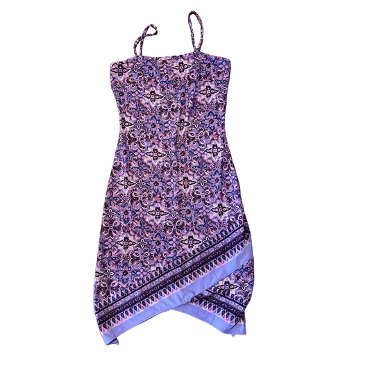 90's Younique Clothing Purple Patterned Dress - Tagged Medium - 15.5" x 31"