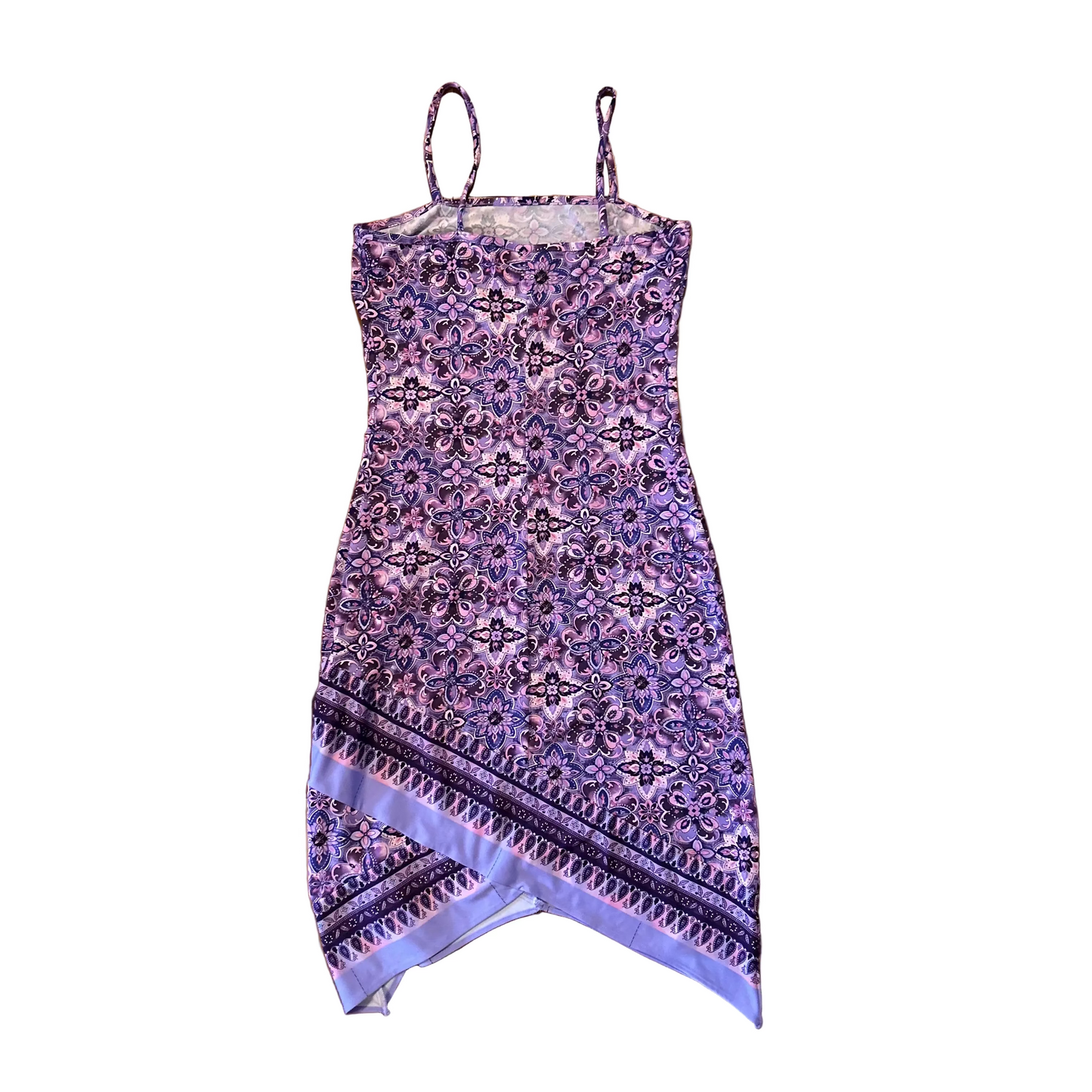 90's Younique Clothing Purple Patterned Dress - Tagged Medium - 15.5" x 31"