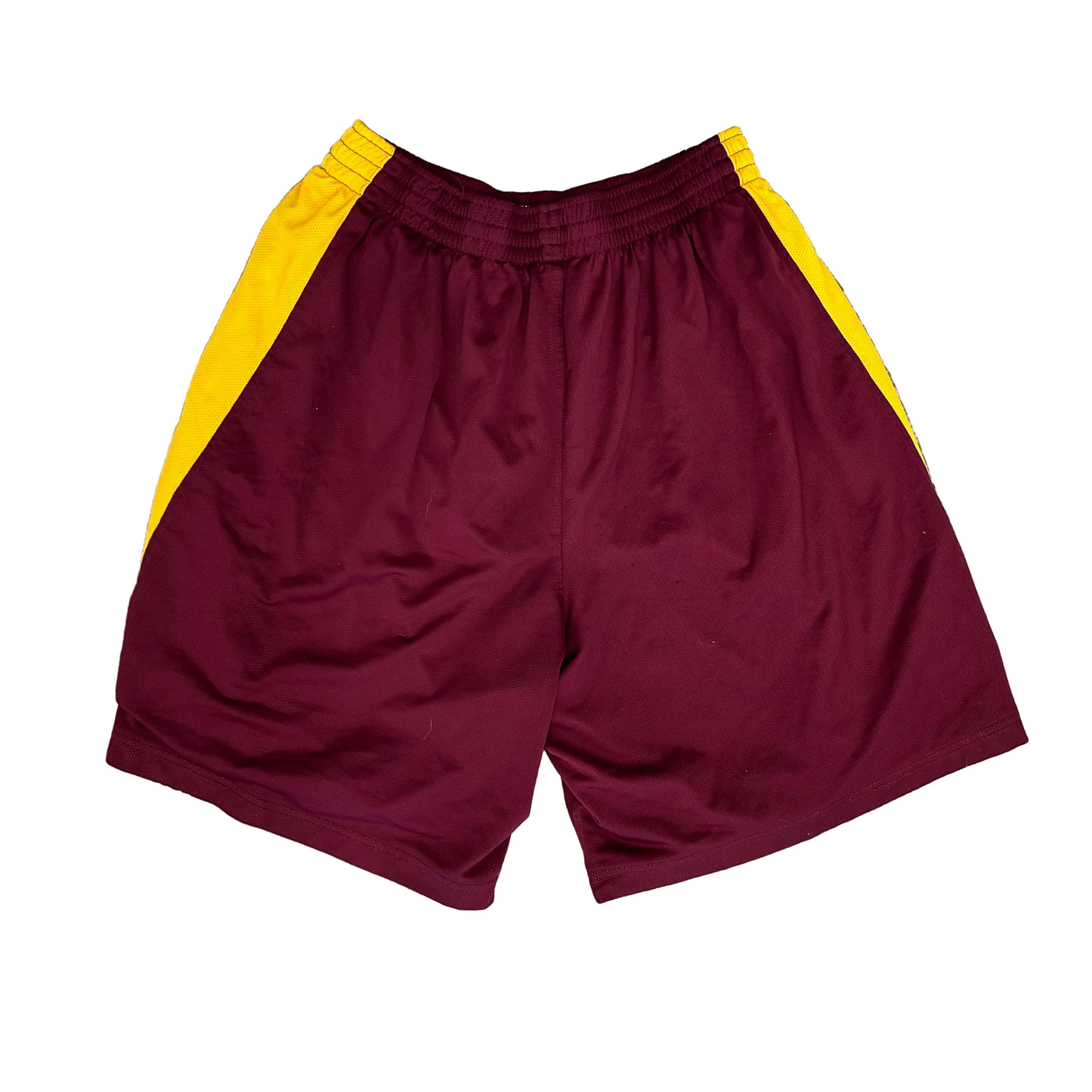 00's Nike Arizona State Sun Devils Maroon Yellow Basketball Mesh Shorts - 28" x 8.5"