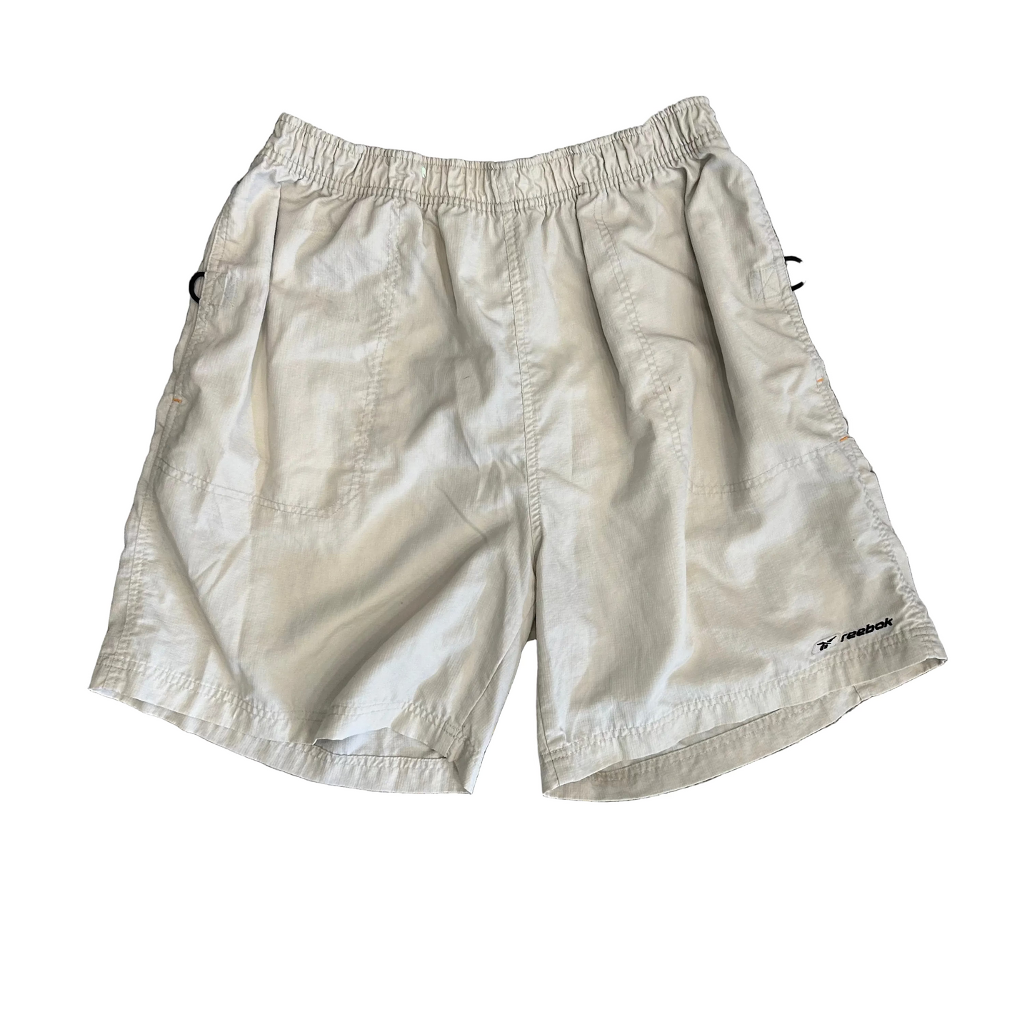 90's Reebok Khaki Colored Nylon Shorts - 26" x 6.5"