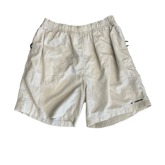 90's Reebok Khaki Colored Nylon Shorts - 26" x 6.5"