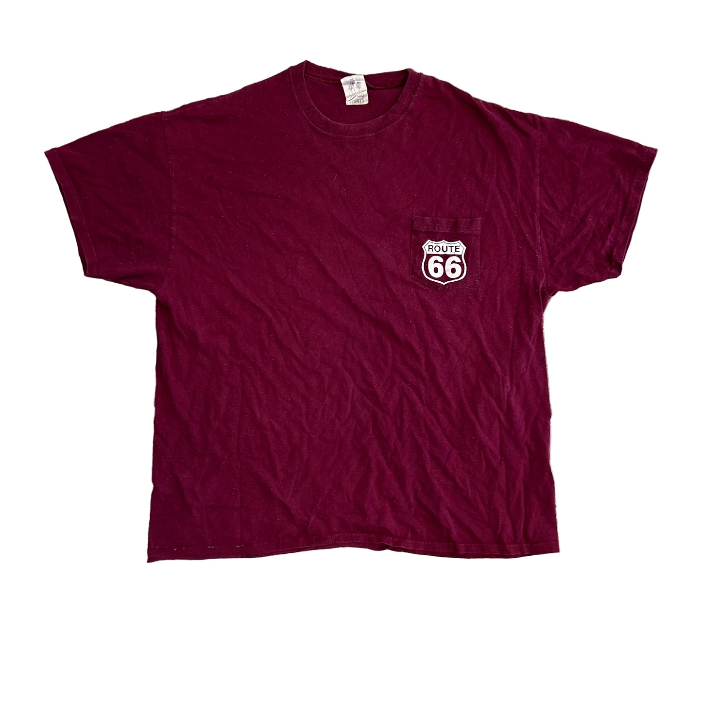 Good Shirts Route 66 Maroon Pocket Tshirt - Large - 23.5" x 29"
