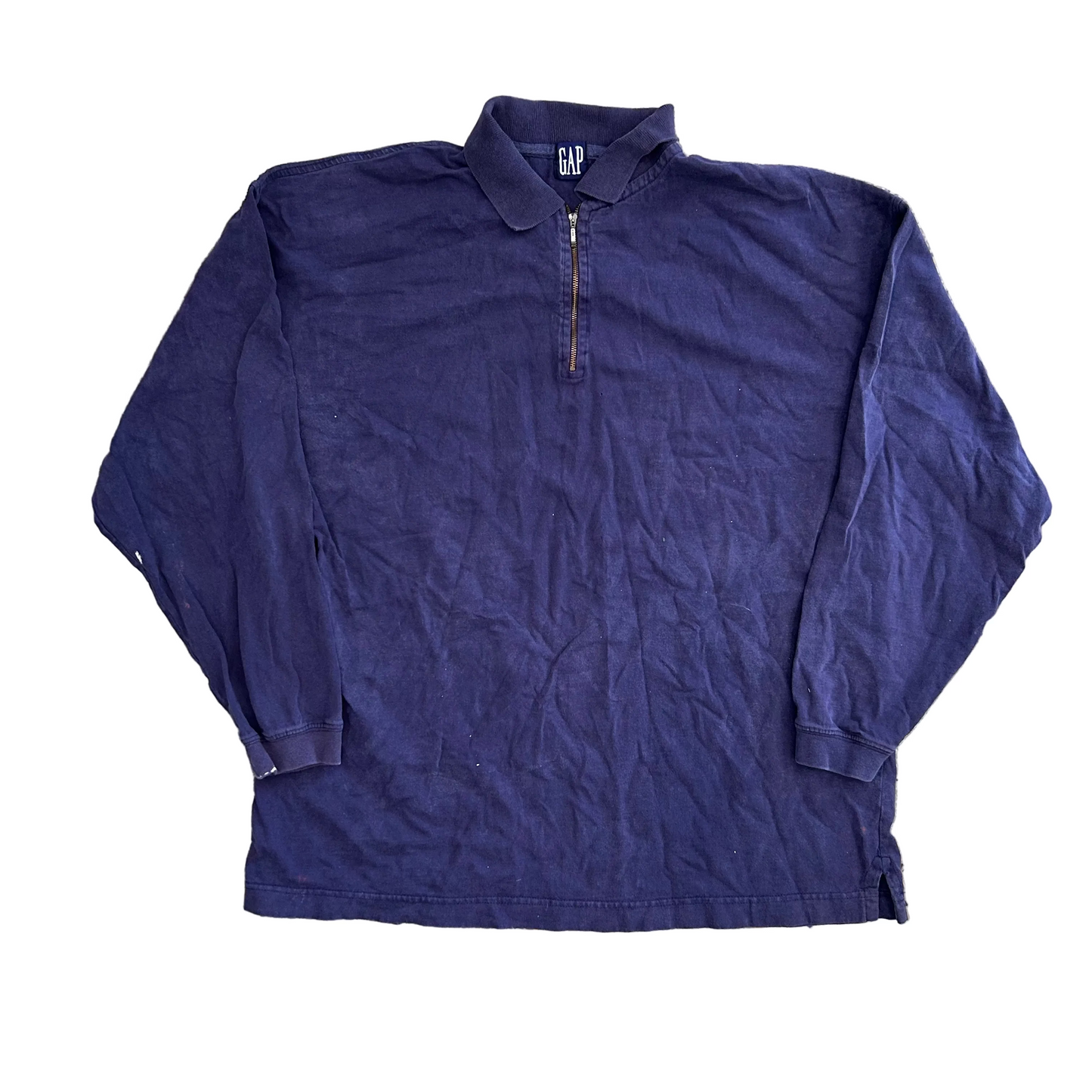 Gap Cotton Navy Blue Collared Quarter Zip Sweatshirt - XLarge - 24" x 29"