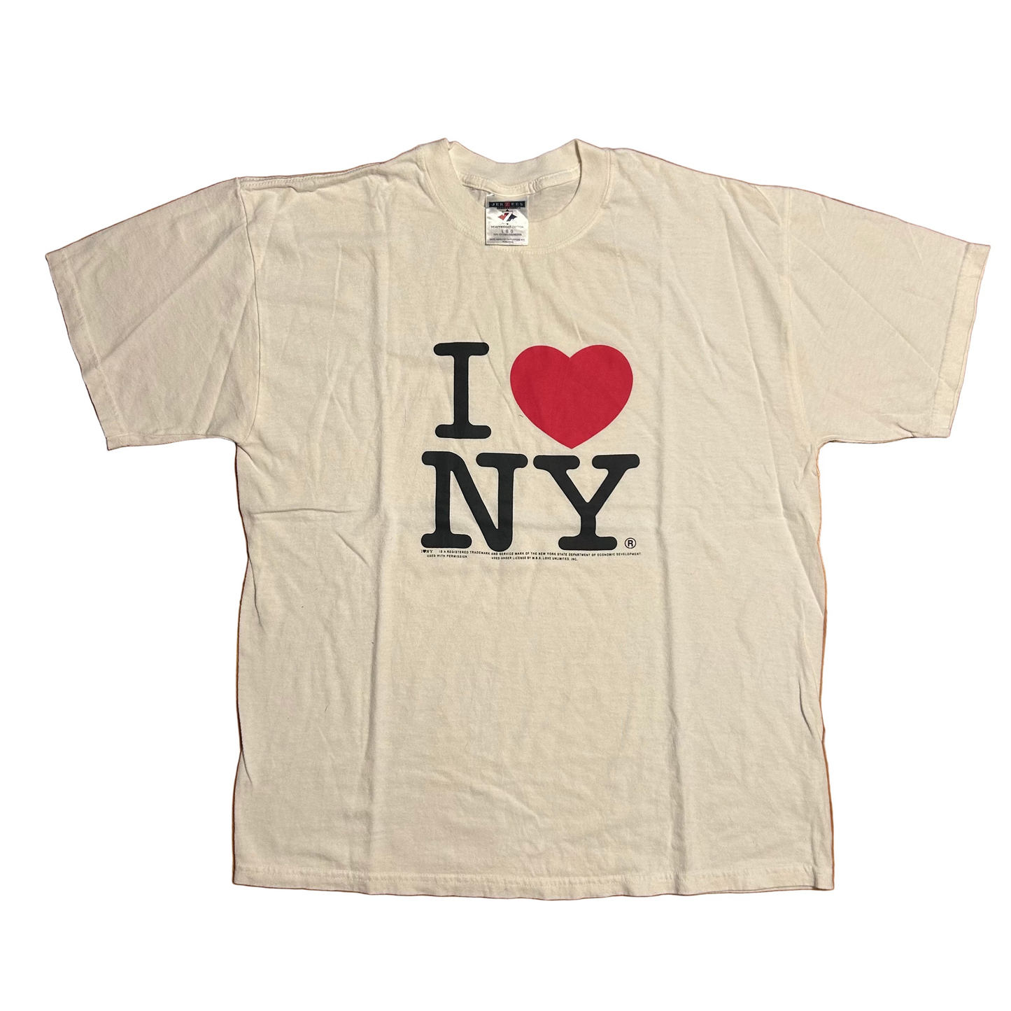 Jerzees I Heart NY I Love New York White Cotton Tshirt - Medium - 21.5” x 27.5”