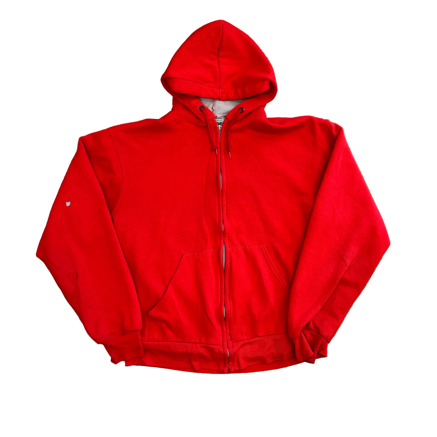 90’s Muleskins Red Thermal Zip Up Hoodie Sweatshirt - Large - 22" x 25"