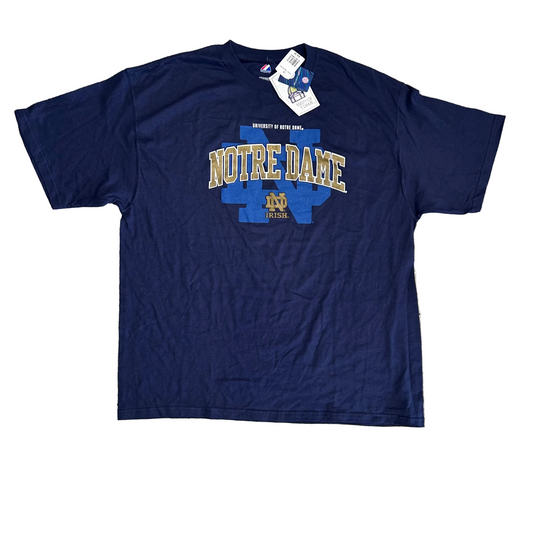 NWT Brand New Majestic Notre Dame University Navy Blue Tshirt - XLarge - 26" x 33"