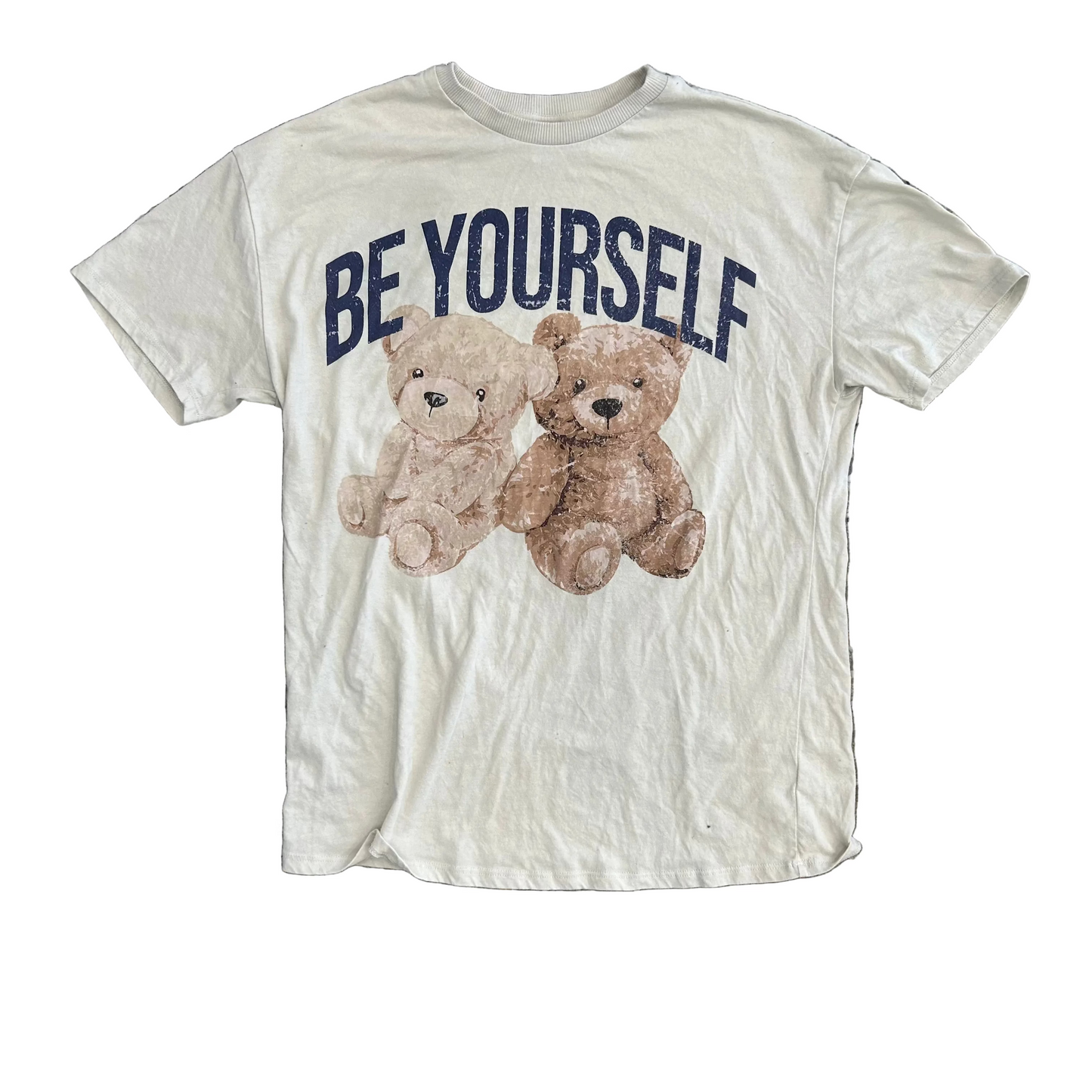 No Boundaries Be Yourself Teddy Bears White Tshirt - Small - 19" x 27"