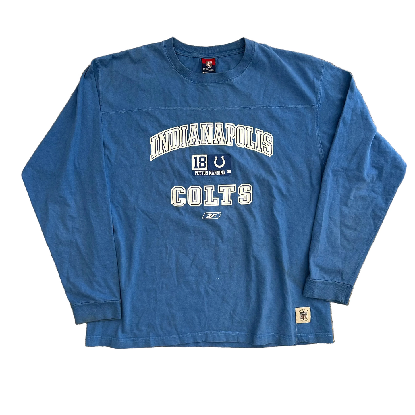 Reebok NFL Indianapolis Colts Peyton Manning Blue Longsleeve Shirt - XLarge - 24" x 30"