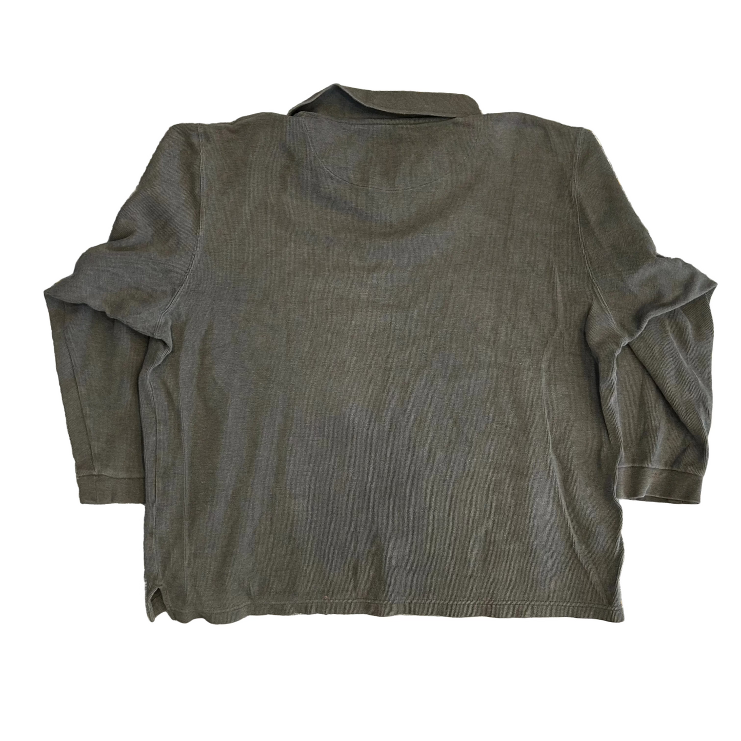 Natural Issue Brown Green Cotton Polo Longsleeve Shirt - XLarge - 28" x 27"