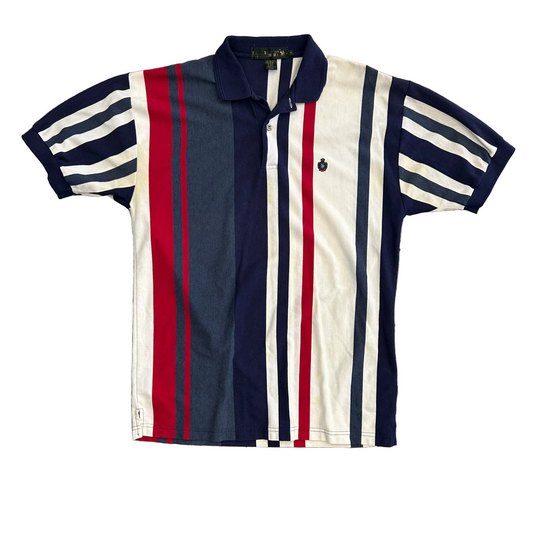 Knights of Round Table Striped Red White Blue Polo Shirt - Large - 22.5" x 31"