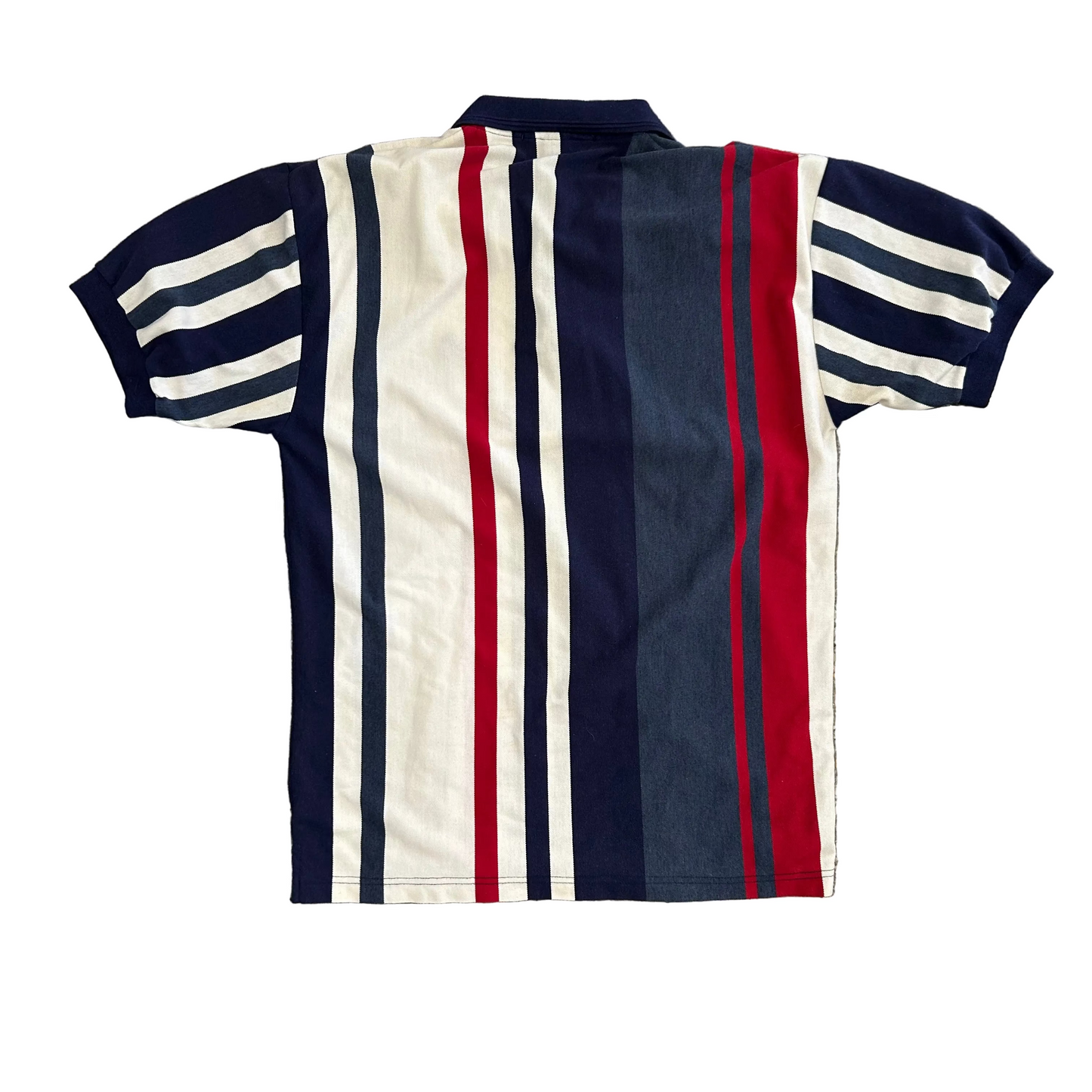Knights of Round Table Striped Red White Blue Polo Shirt - Large - 22.5" x 31"