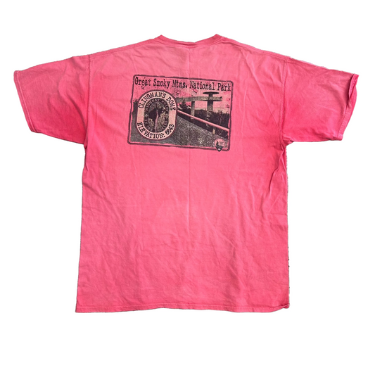 Comfort Colors by Chouinard Clingman’s Dome Smoky Mountains Pink Red Faded Tshirt - Large - 23" x 31.5"