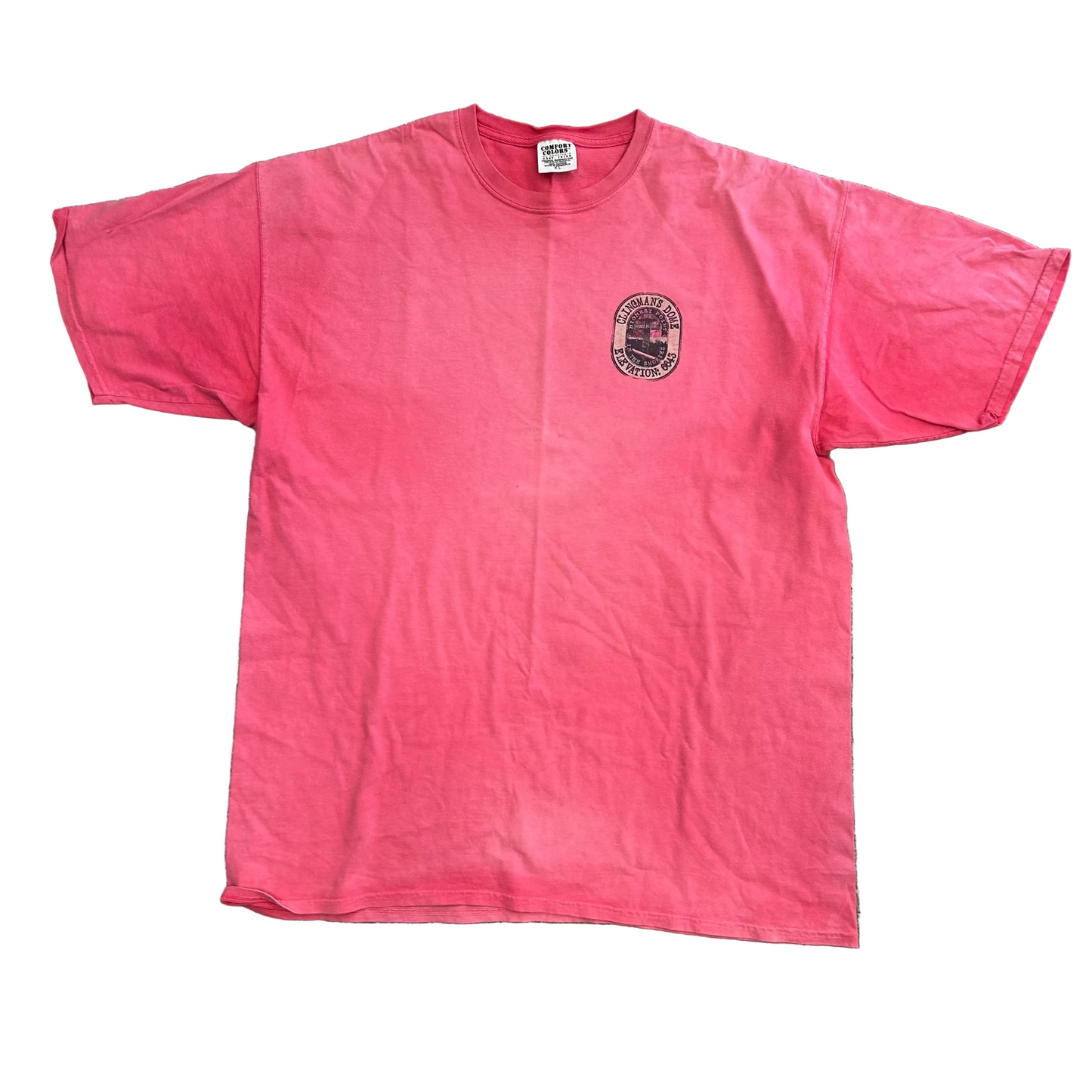 Comfort Colors by Chouinard Clingman’s Dome Smoky Mountains Pink Red Faded Tshirt - Large - 23" x 31.5"