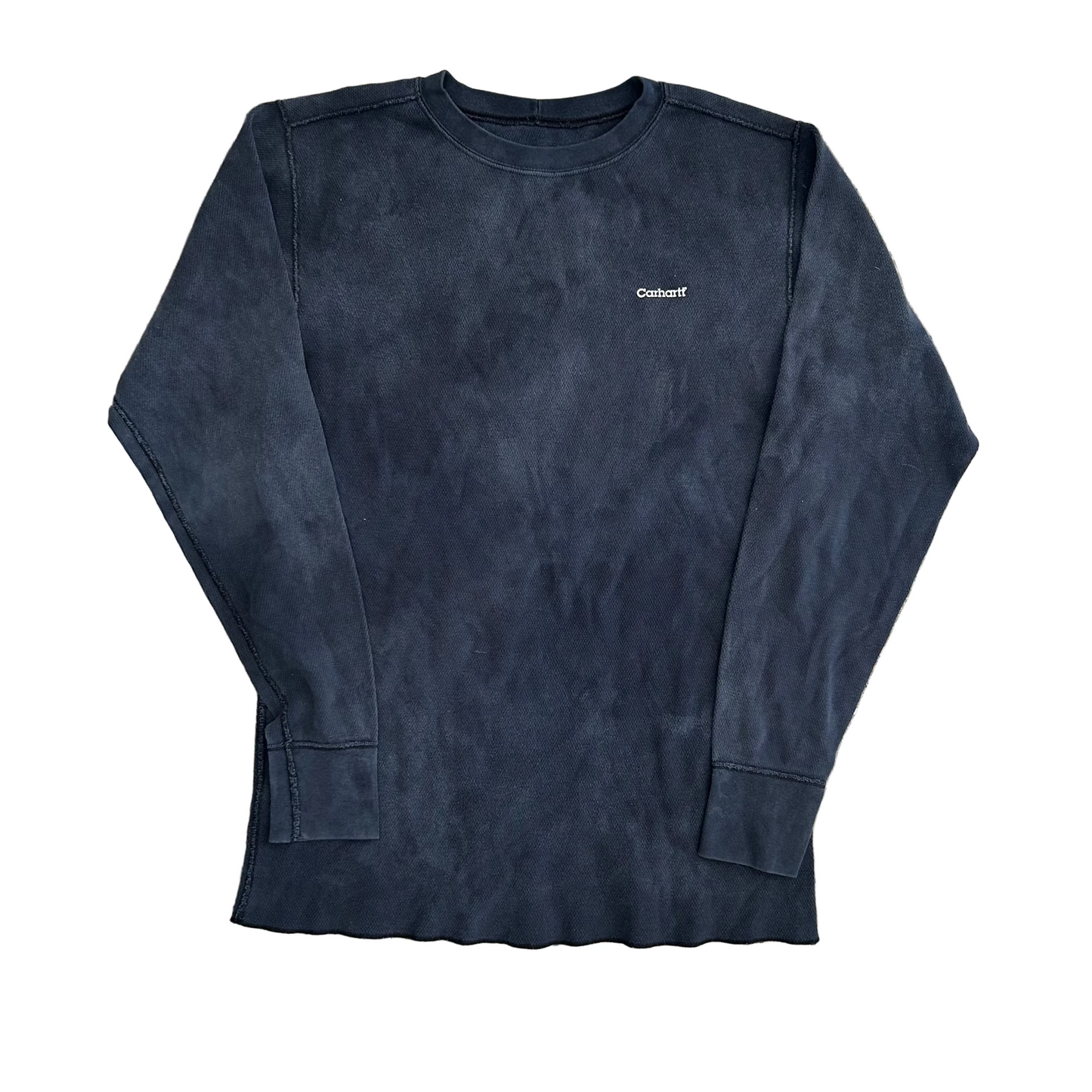 Carhartt Navy Black Thermal Crewneck Sweatshirt - Medium - 20" x 30"