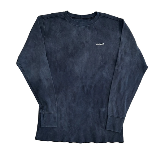 Carhartt Navy Black Thermal Crewneck Sweatshirt - Medium - 20" x 30"