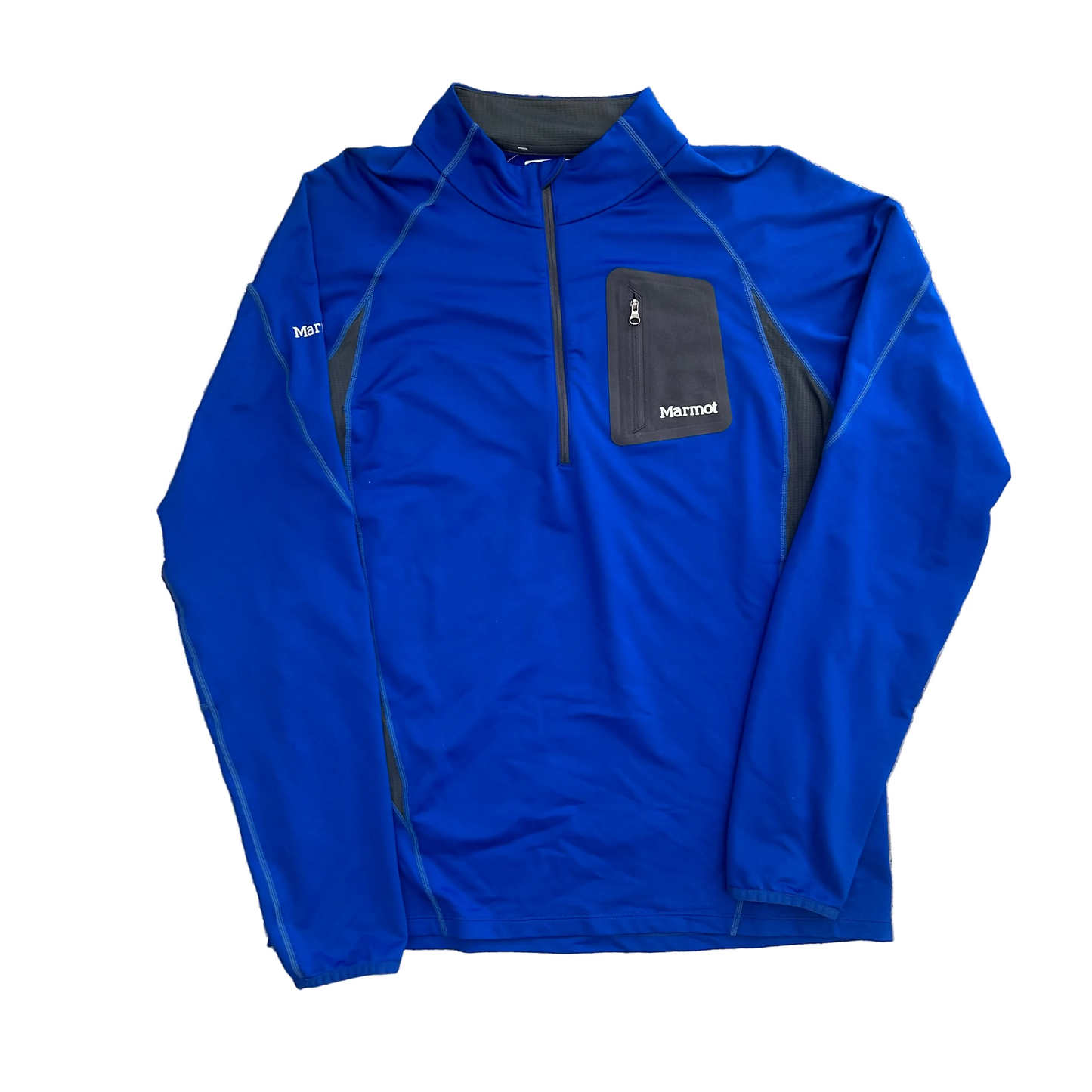 Marmot Blue Quarterzip Pullover Jacket - Large - 22" x 29"