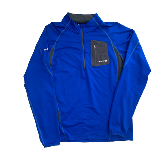 Marmot Blue Quarterzip Pullover Jacket - Large - 22" x 29"
