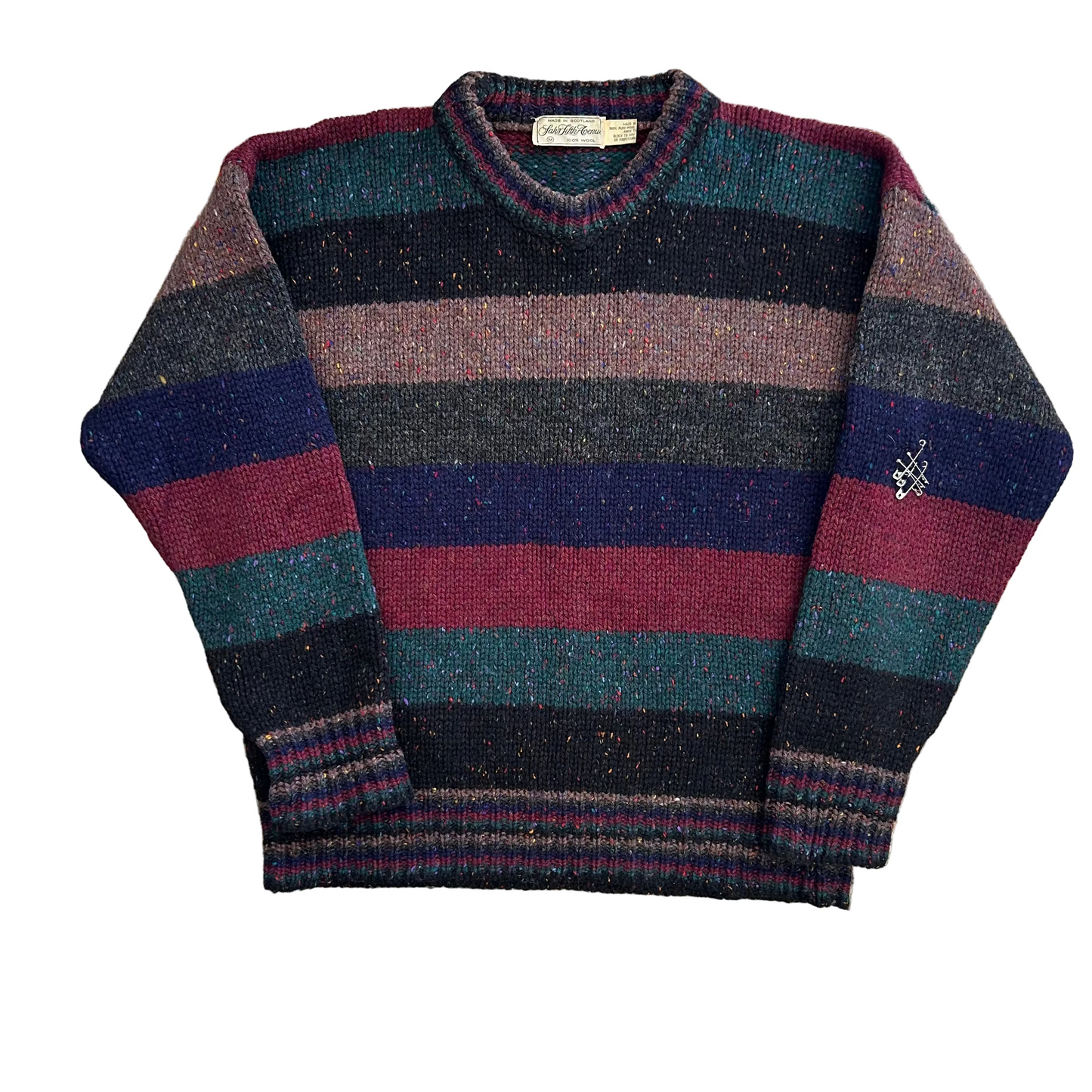 70/80's Saks Fifth Avenue Made in Scotland Wool Sweater - Large - 22" x 26"