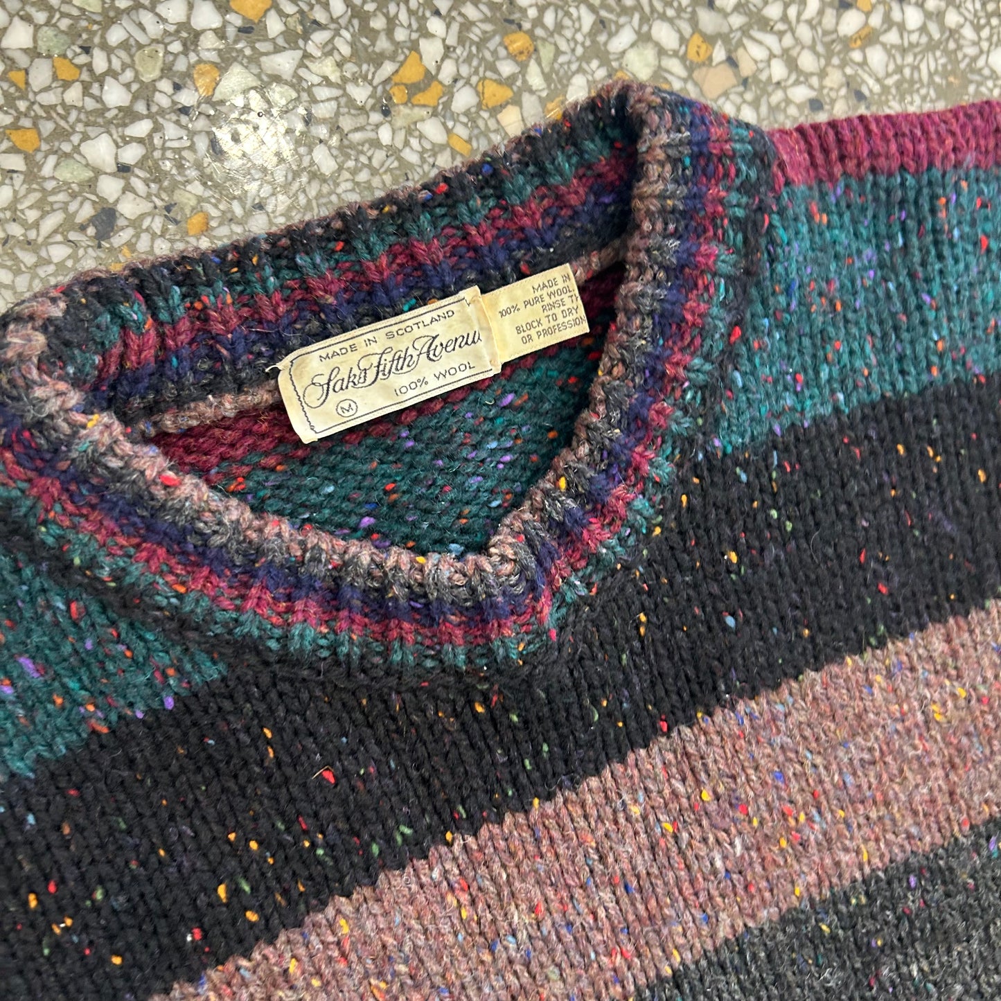 70/80's Saks Fifth Avenue Made in Scotland Wool Sweater - Large - 22" x 26"