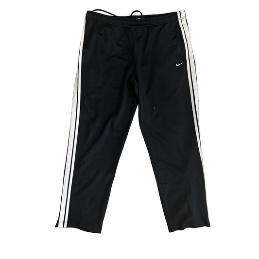 00's Nike Black White Striped Zip Sweatpants - Tagged XLarge - 37" x 31"
