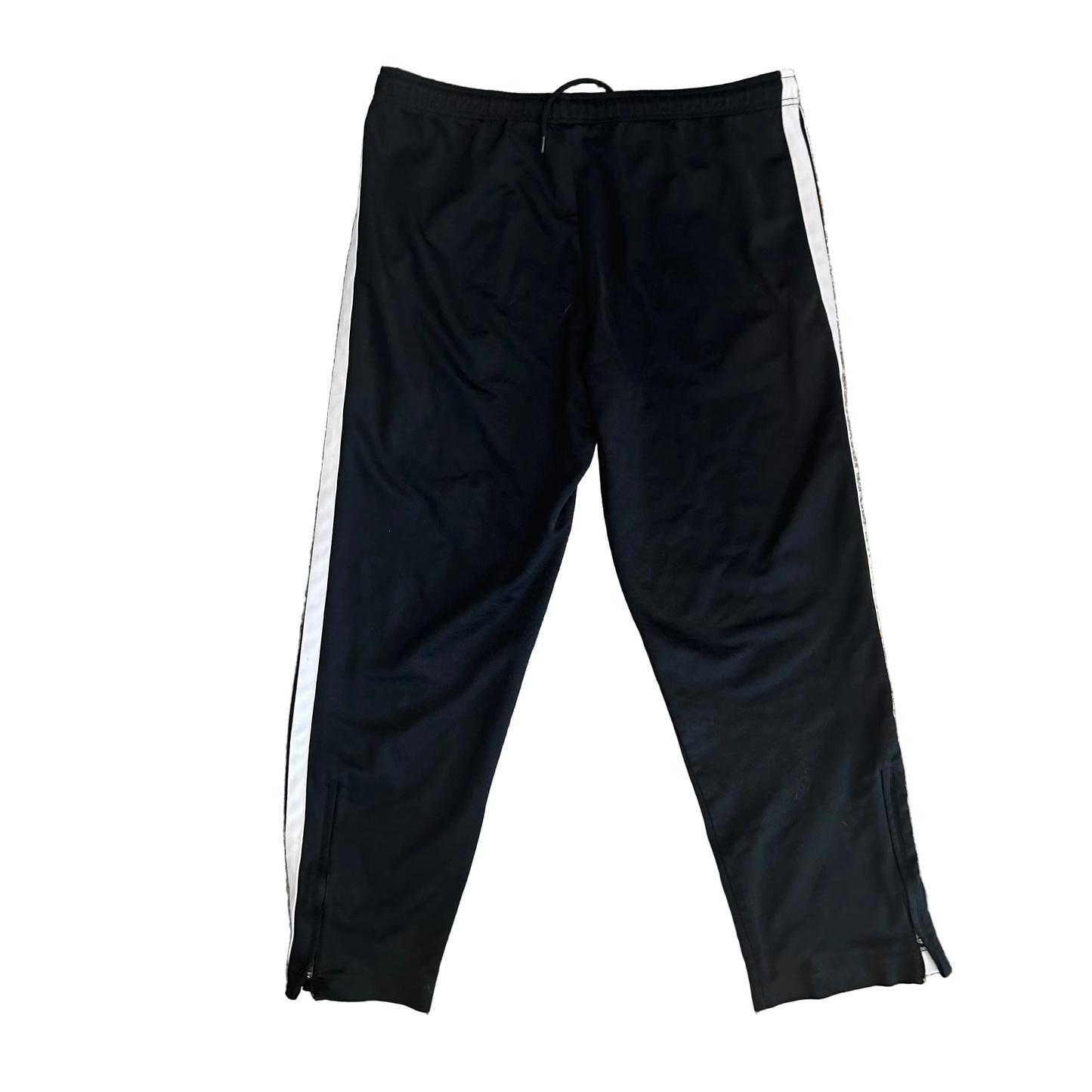 00's Nike Black White Striped Zip Sweatpants - Tagged XLarge - 37" x 31"