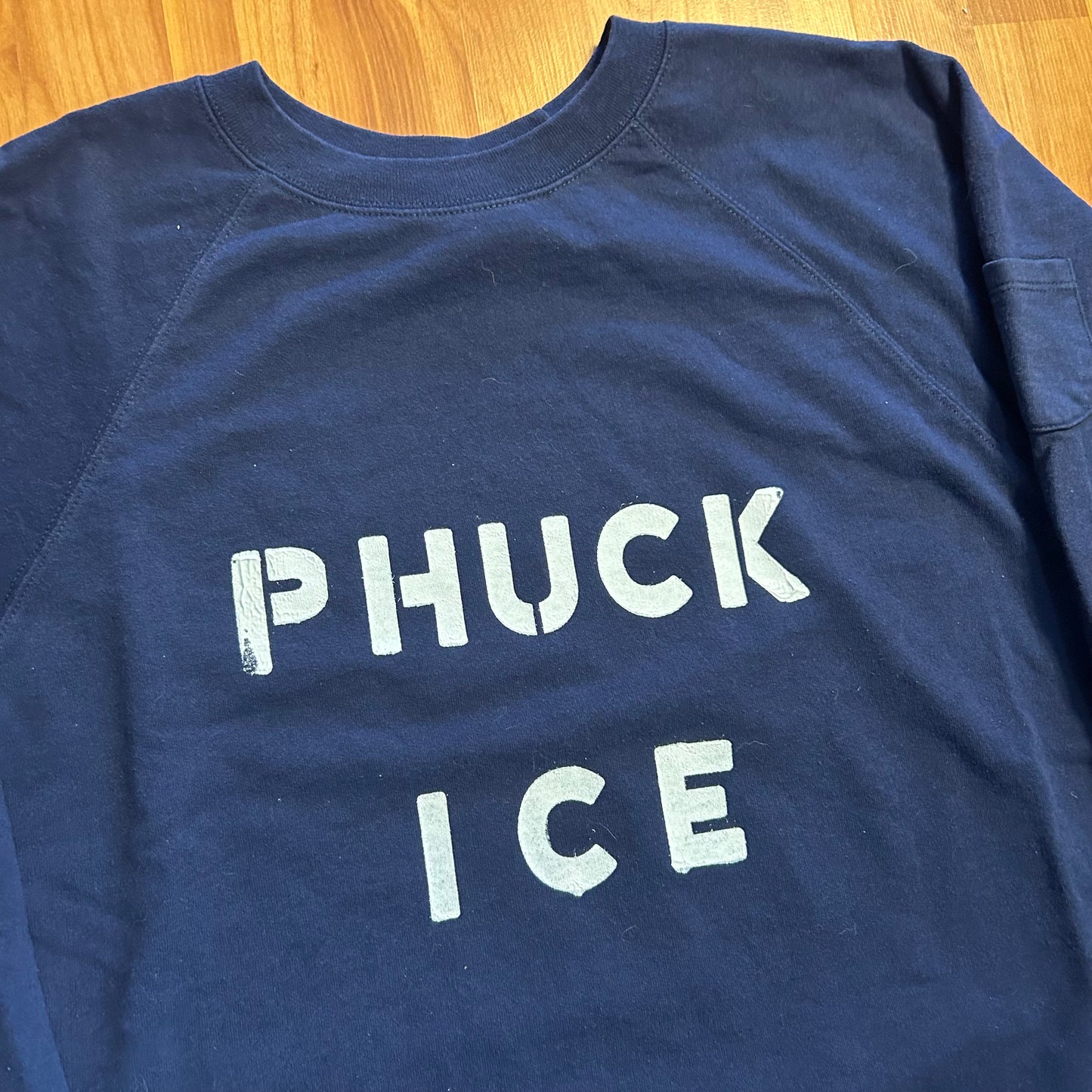 Phuck Ice Navy Blue Hanes Crewneck Sweatshirt - 21" x 24" - Medium