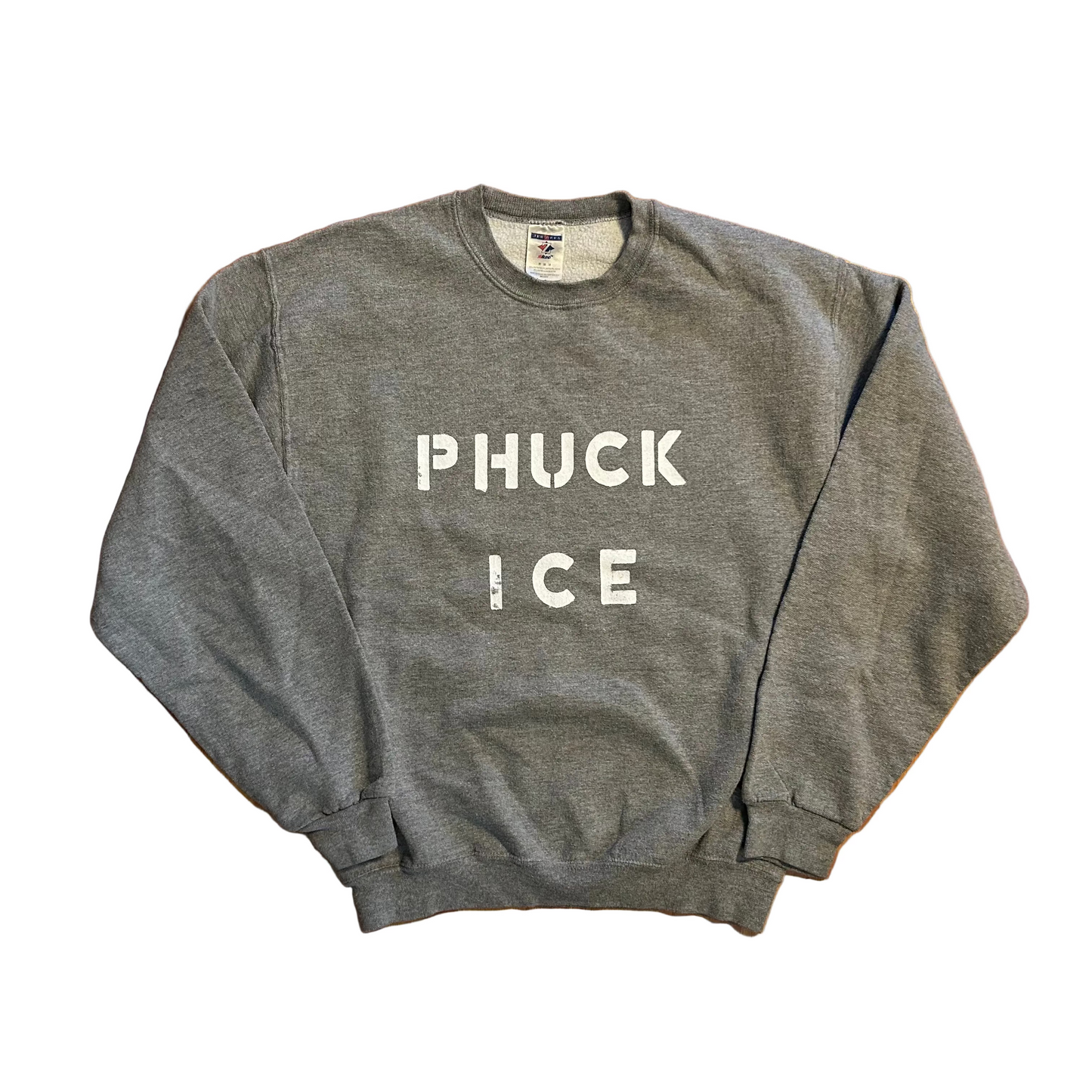 Phuck Ice Grey Jerzees Crewneck Sweatshirt - 21" x 25" - Medium