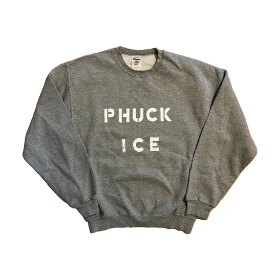 Phuck Ice Grey Jerzees Crewneck Sweatshirt - 21" x 25" - Medium