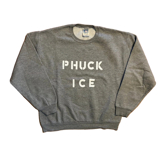 Phuck Ice Grey Red Eagle Crewneck Sweatshirt - 21" x 25" - Medium