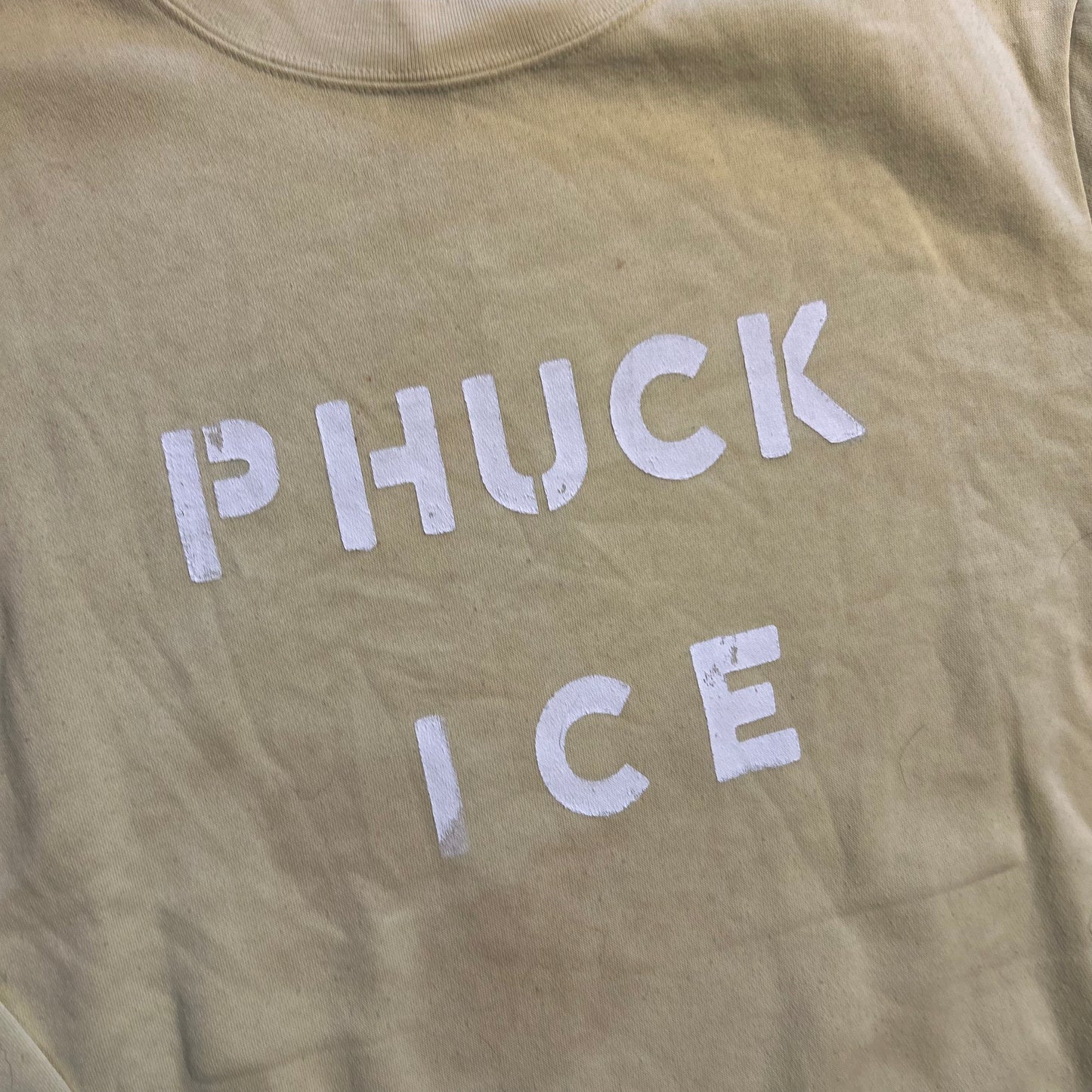 Phuck Ice Yellow Blair Crewneck Sweatshirt - 23" x 25" - Large