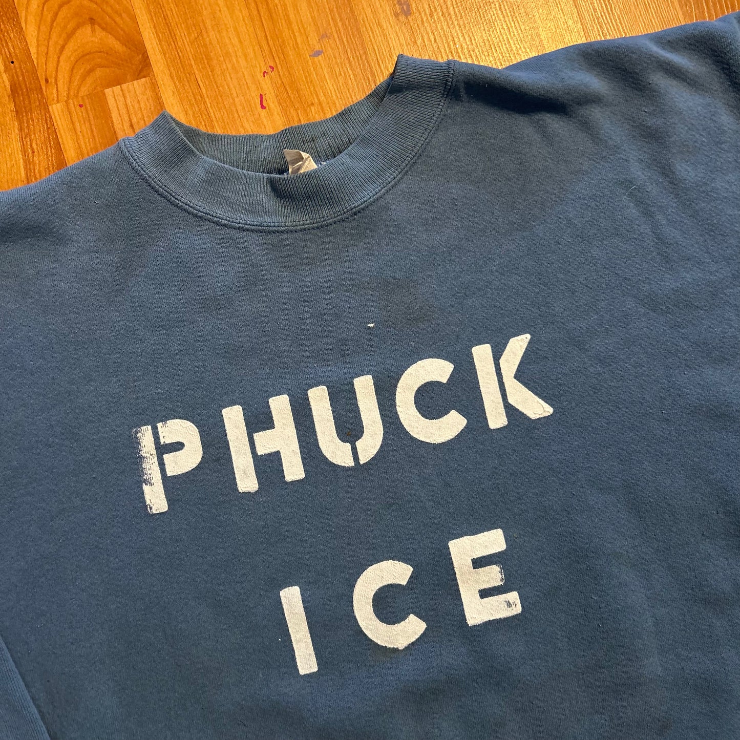 Phuck Ice Blue Crewneck Sweatshirt - 25" x 26" - Boxy XLarge