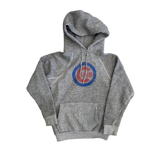 80's Discus Chicago Cubs MLB Grey Hoodie Sweatshirt - XSmall - 15" x 20"