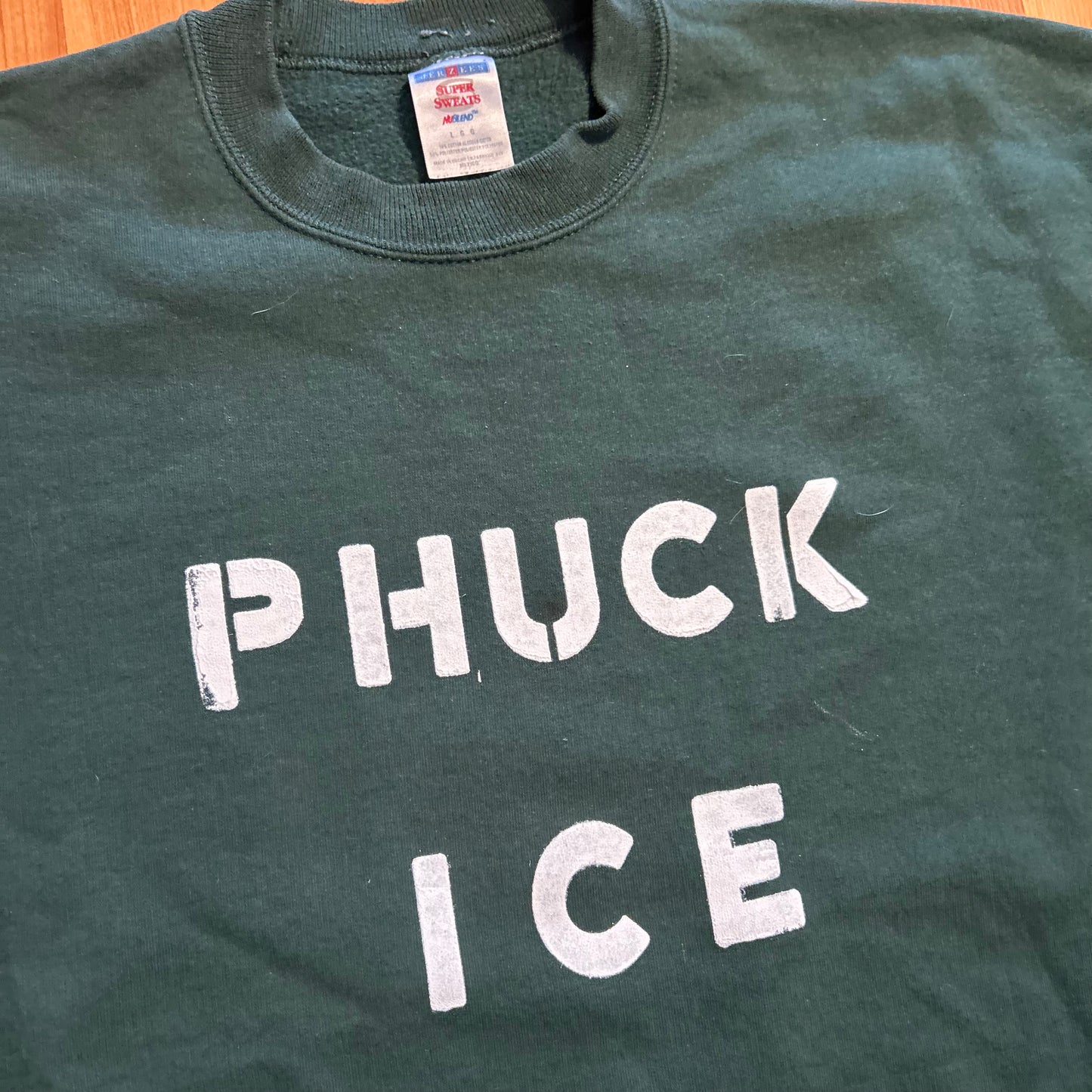 Phuck Ice Green Jerzees Crewneck Sweatshirt - 23" x 25" - Large