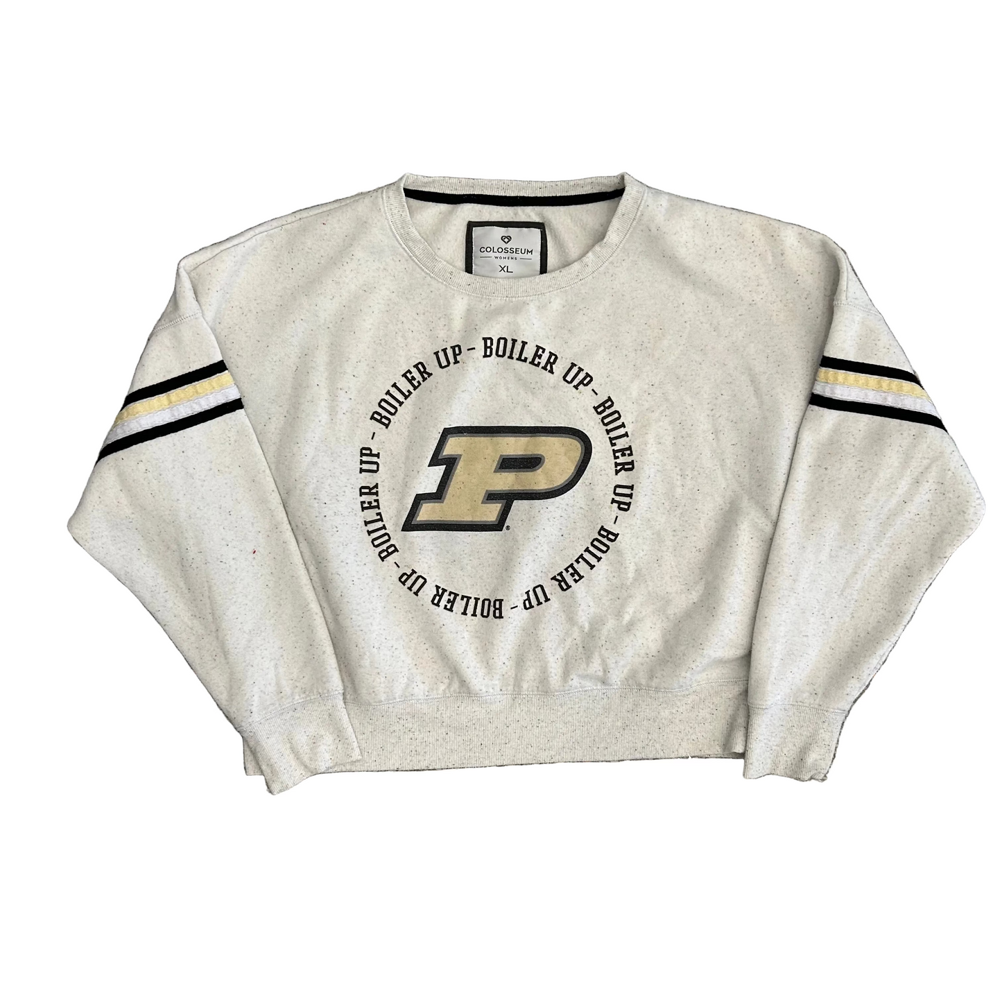 Colosseum Purdue University Boiler Up White Crewneck Sweatshirt - Boxy XLarge - 27" x 23"
