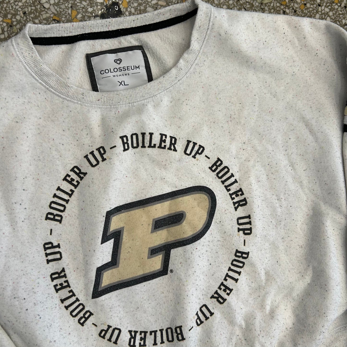 Colosseum Purdue University Boiler Up White Crewneck Sweatshirt - Boxy XLarge - 27" x 23"