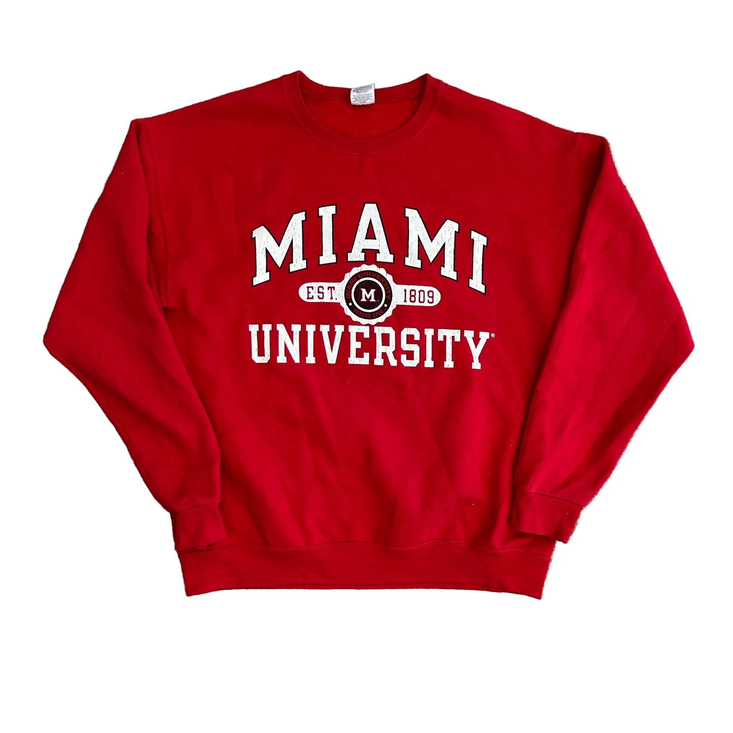 Jerzees Miami University Red Crewneck Sweatshirt - Large - 23" x 28"