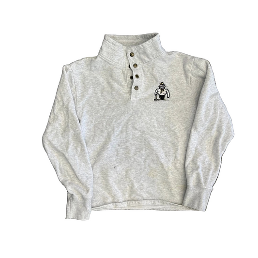 League Purdue University Purdue Pete Grey Quarter Button Sweatshirt - Large - 22" x 23.5"