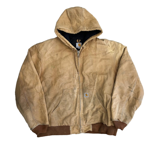 90’s Carhartt Carphartt Brown Hooded Zip Up Jacket Coat - XLarge - 29" x 29"