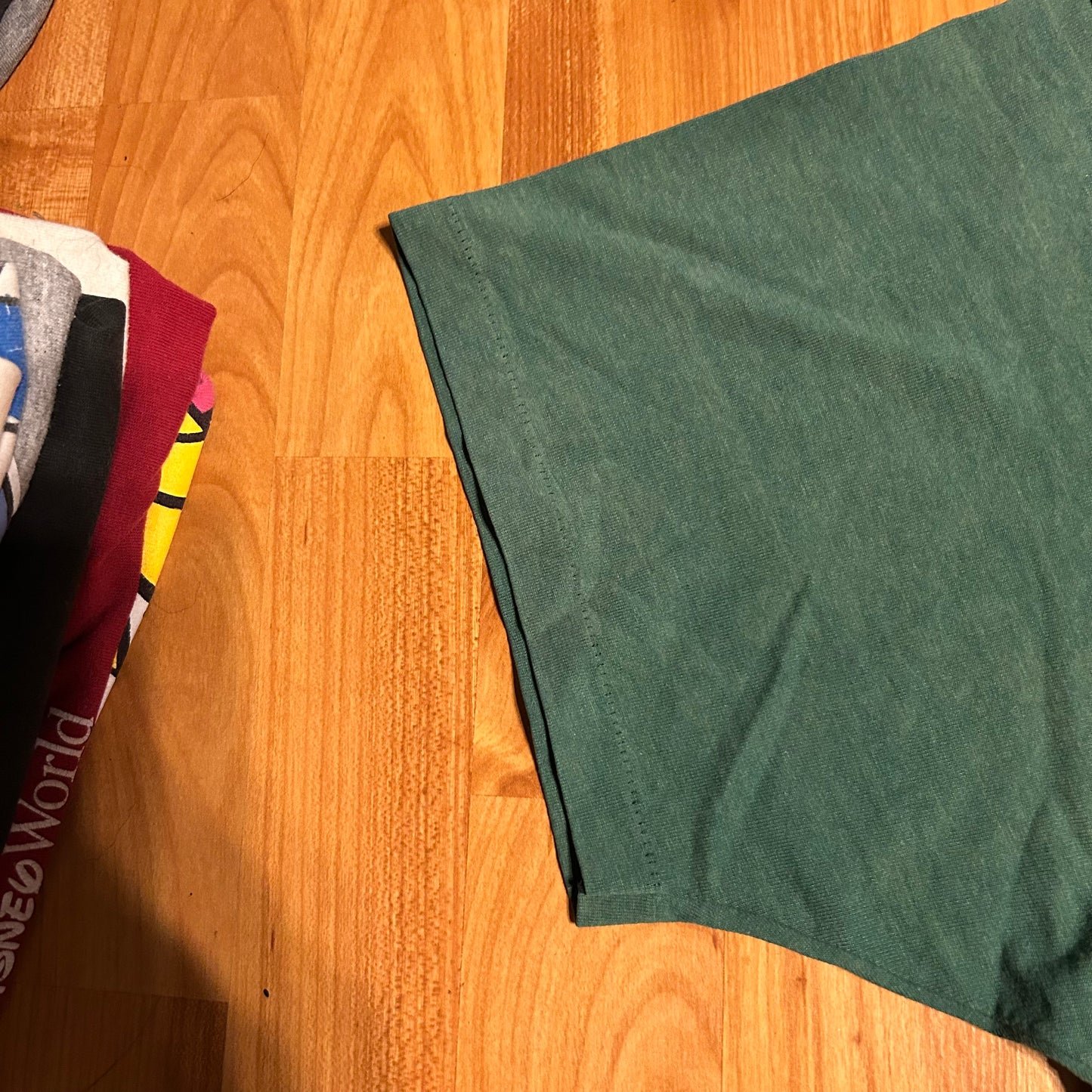 80/90's Bank at Work Green Faded 50/50 Cotton Polyester Tshirt - XLarge - 24.5" x 30"