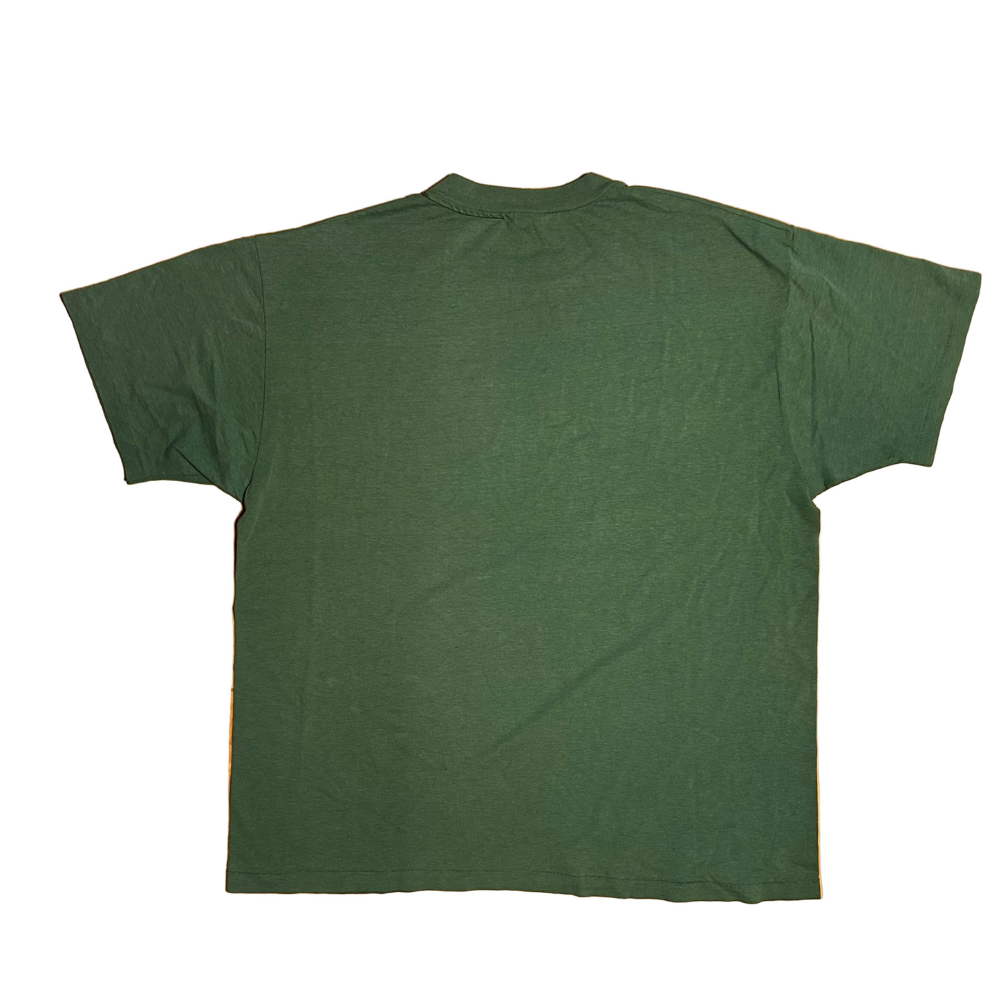 80/90's Bank at Work Green Faded 50/50 Cotton Polyester Tshirt - XLarge - 24.5" x 30"