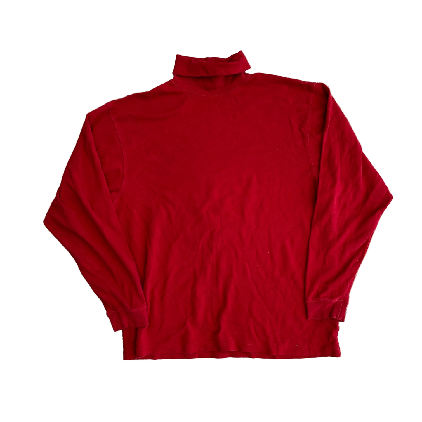 Puritan Red Mock Neck Cotton Long Sleeve Shirt - Large - 22" x 27"